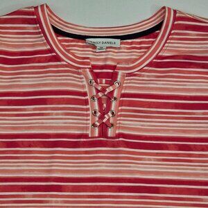 NWT Emily Daniels 3/4 Sleeve Lace-Up Neck Top, 2XL